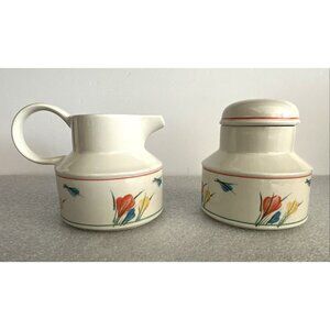 Midwinter Stonehenge Crocus Creamer and Sugar Bowl Set 4" Spring Flowers England